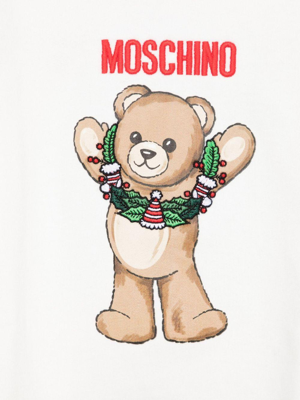 Felpa per bambini Moschino Kids bianca con stampa orsetto - Rubino Kids