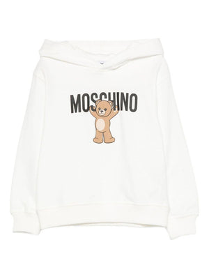 Felpa per bambini Moschino Kids bianca con stampa Teddy Bear