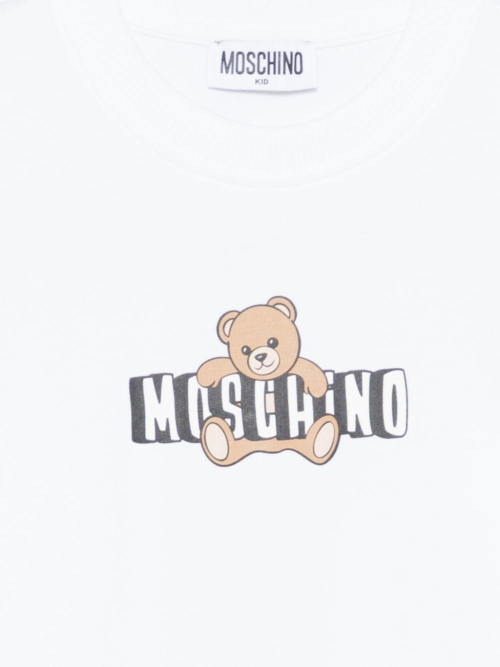 Felpa per bambini Moschino Kids bianca con stampa Teddy Bear - Rubino Kids