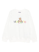 Felpa per bambini Moschino Kids bianca con stampa Teddy - Rubino Kids