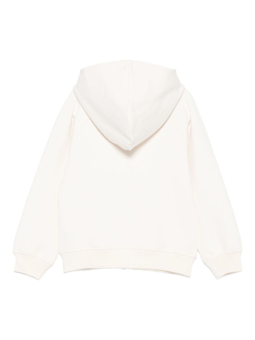 Felpa per bambini Moschino Kids bianco con cappuccio e zip con logo teddy - Rubino Kids