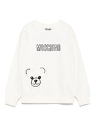 Felpa per bambini Moschino Kids bianco con ricamo a forma di orsacchiotto - Rubino Kids