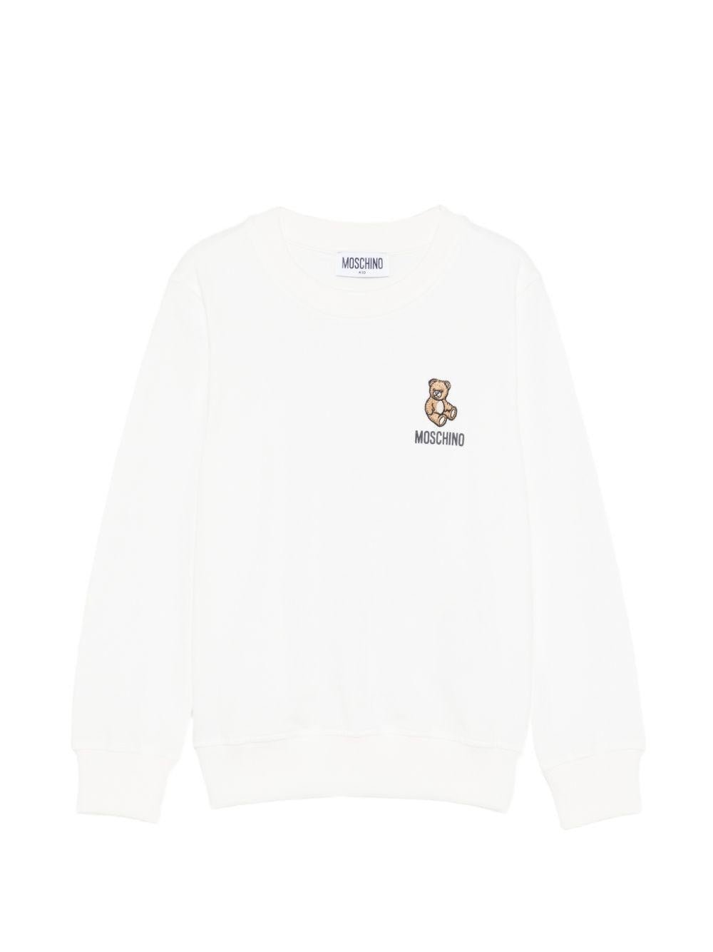 Felpa per bambini Moschino Kids bianco con ricamo Teddy Bear - Rubino Kids