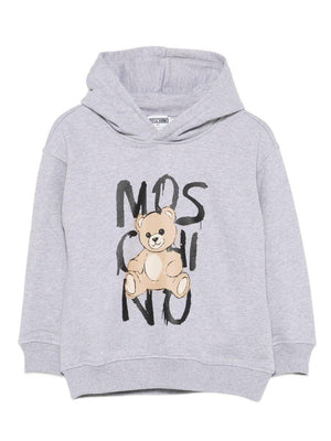 Felpa per bambini Moschino Kids grigia con stampa Teddy Bear