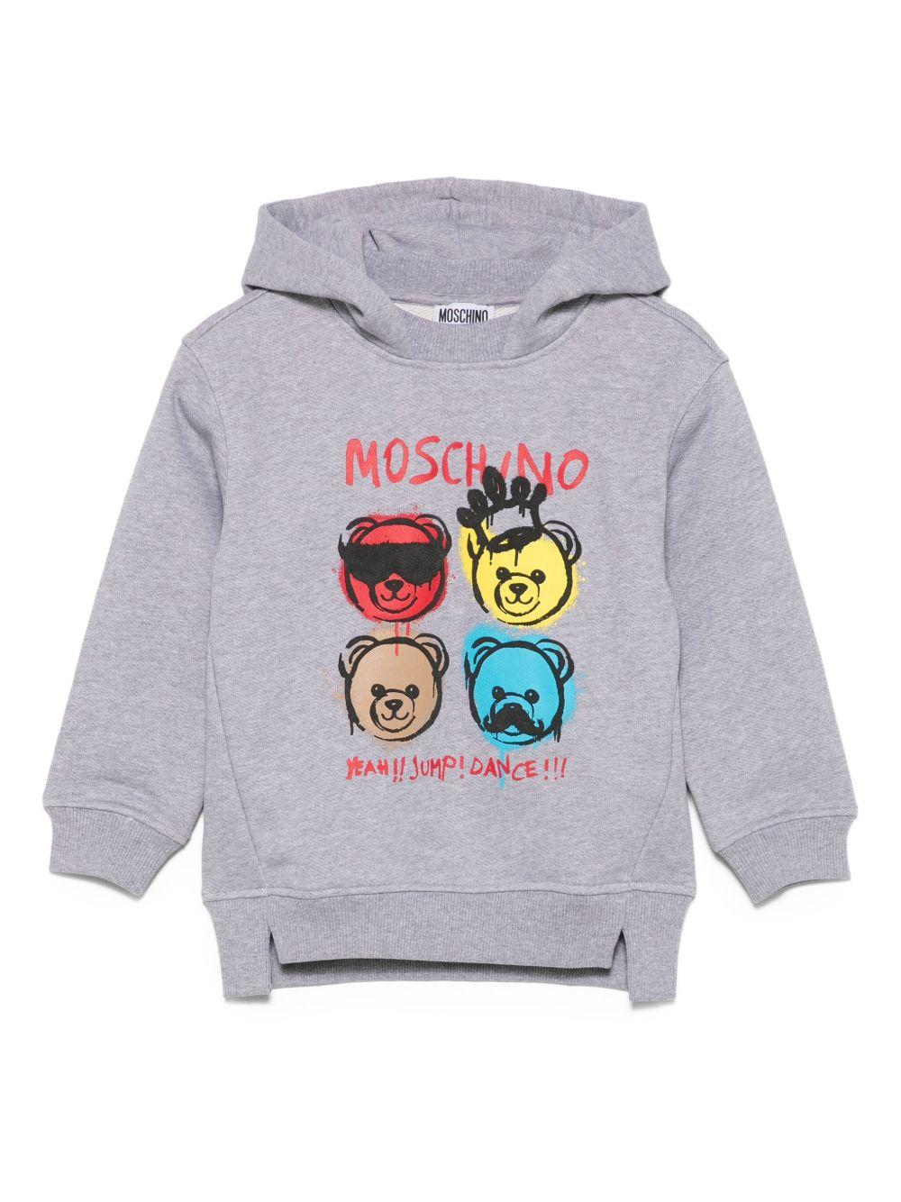 Felpa per bambini Moschino Kids grigia con stampa Teddy Bear - Rubino Kids