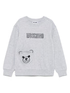 Felpa per bambini Moschino Kids grigio con ricamo a forma di orsacchiotto - Rubino Kids