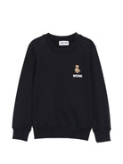 Felpa per bambini Moschino Kids nera con logo sul davanti - Rubino Kids
