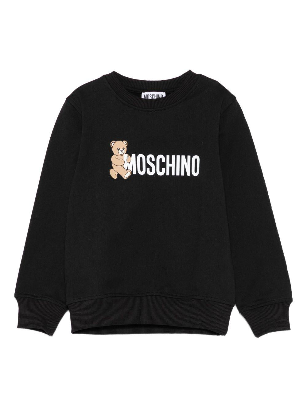 Felpa per bambini Moschino Kids nera con stampa Teddy Bear - Rubino Kids