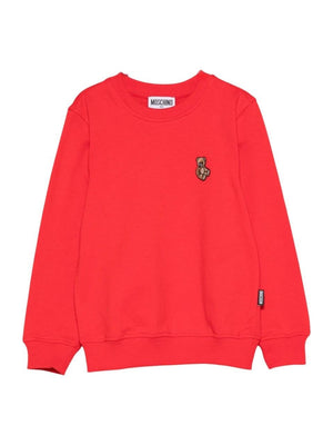 Felpa per bambini Moschino Kids rossa con logo Teddy Bear