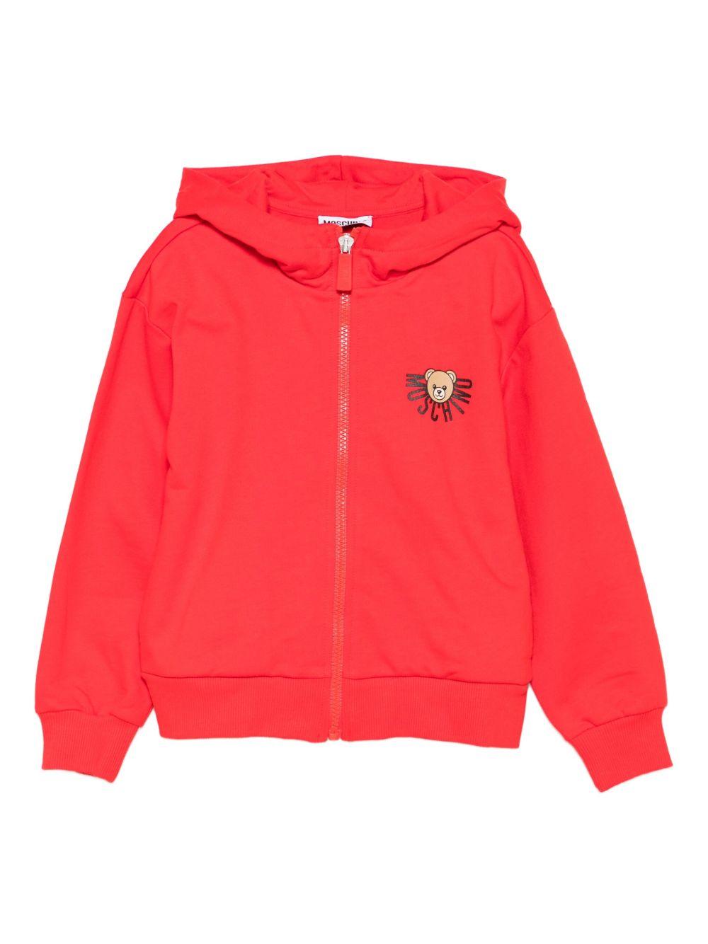 Felpa per bambini Moschino Kids rosso con chiusura con zip - Rubino Kids