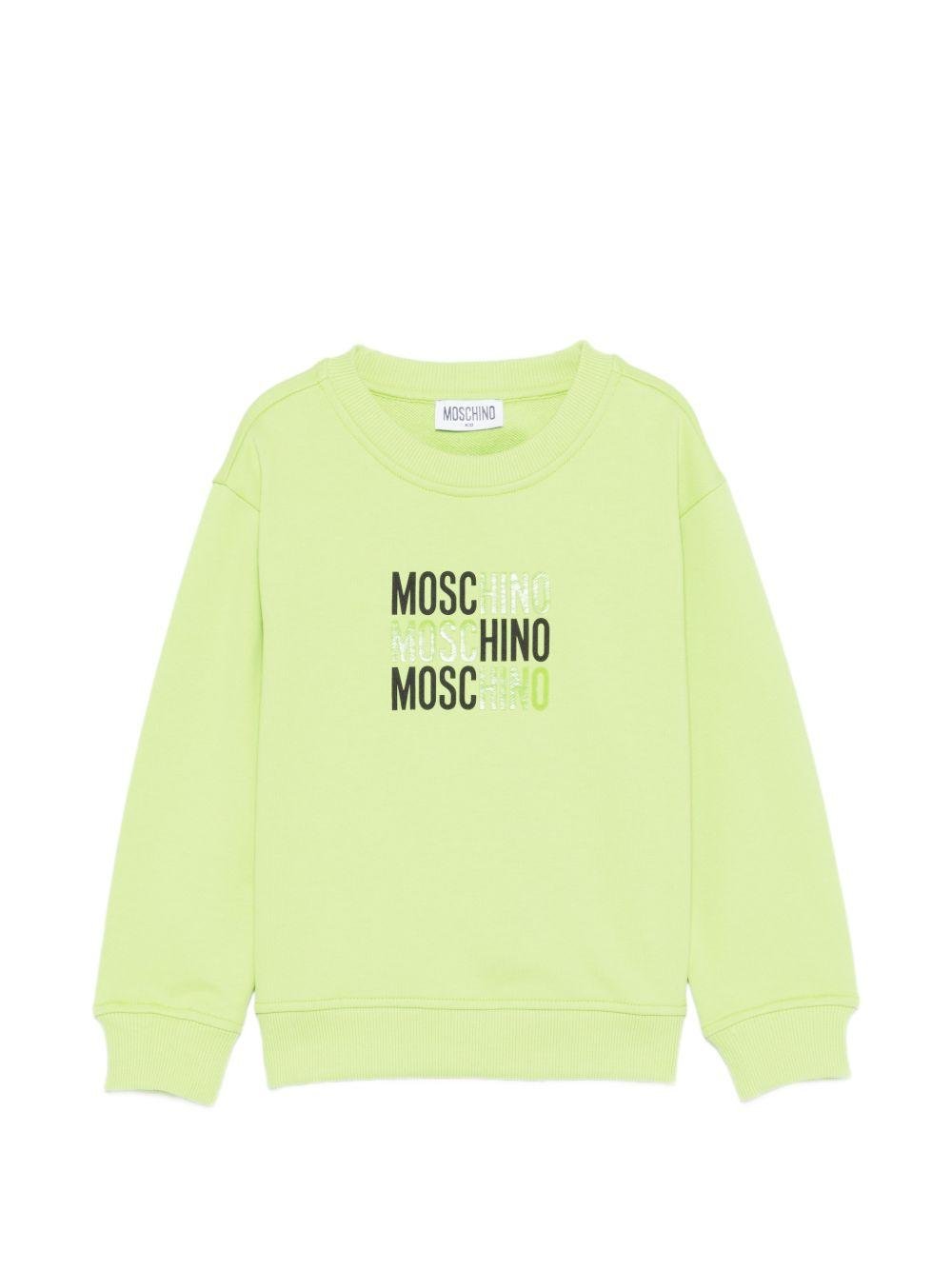 Felpa per bambini Moschino Kids verde con logo sul davanti - Rubino Kids