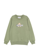 Felpa per bambini Moschino Kids verde con motivo Teddy Bear - Rubino Kids