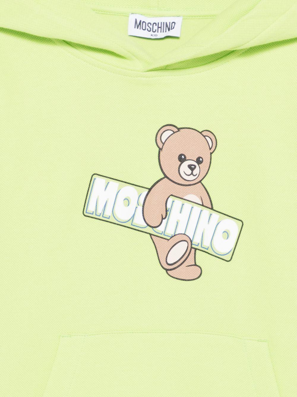 Felpa per bambini Moschino Kids verde con stampa Teddy Bear - Rubino Kids