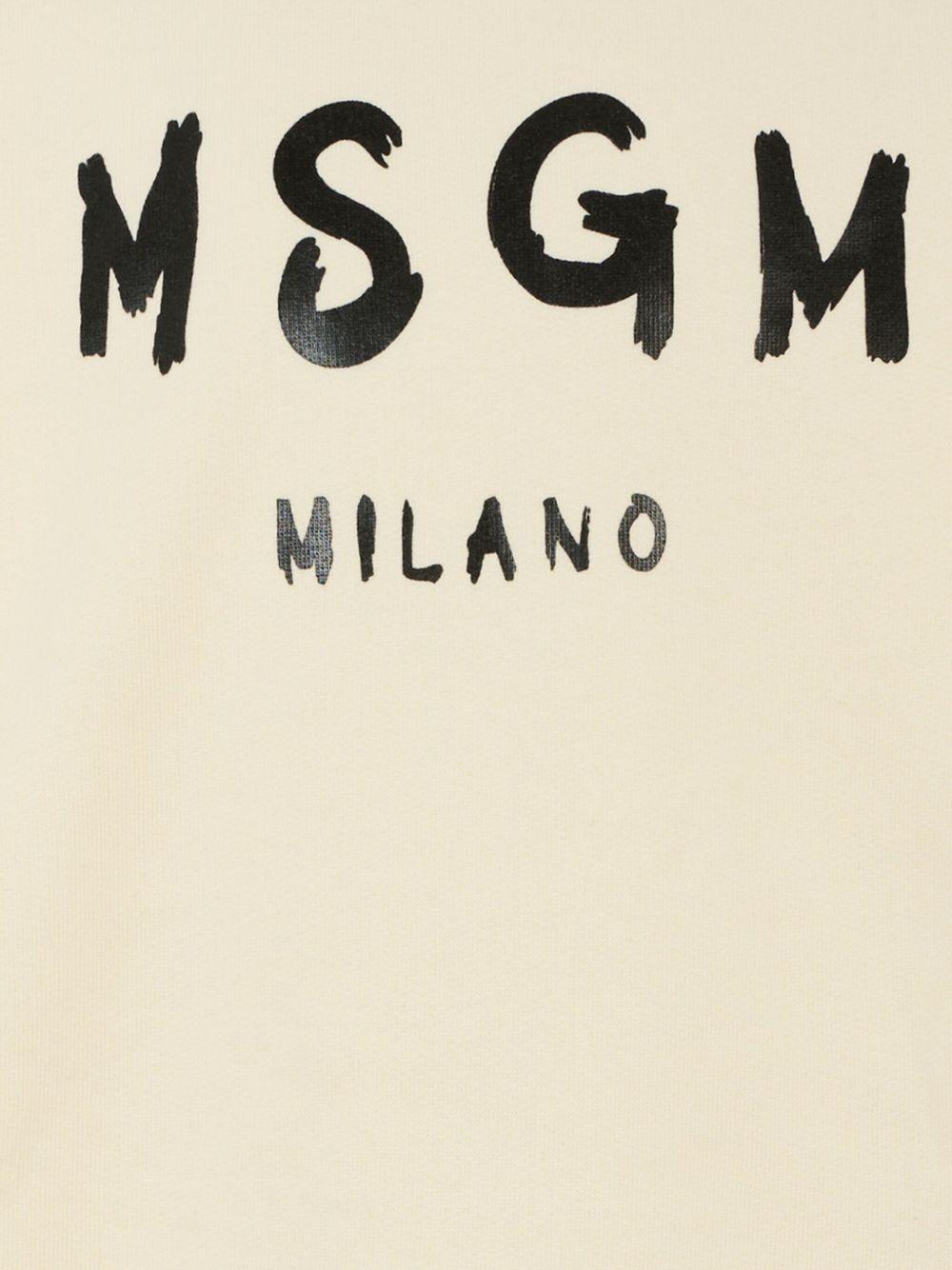 Felpa per bambini MSGM Kids beige con logo sul davanti - Rubino Kids