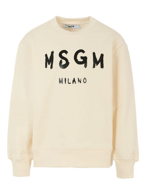 Felpa per bambini MSGM Kids beige con logo sul davanti