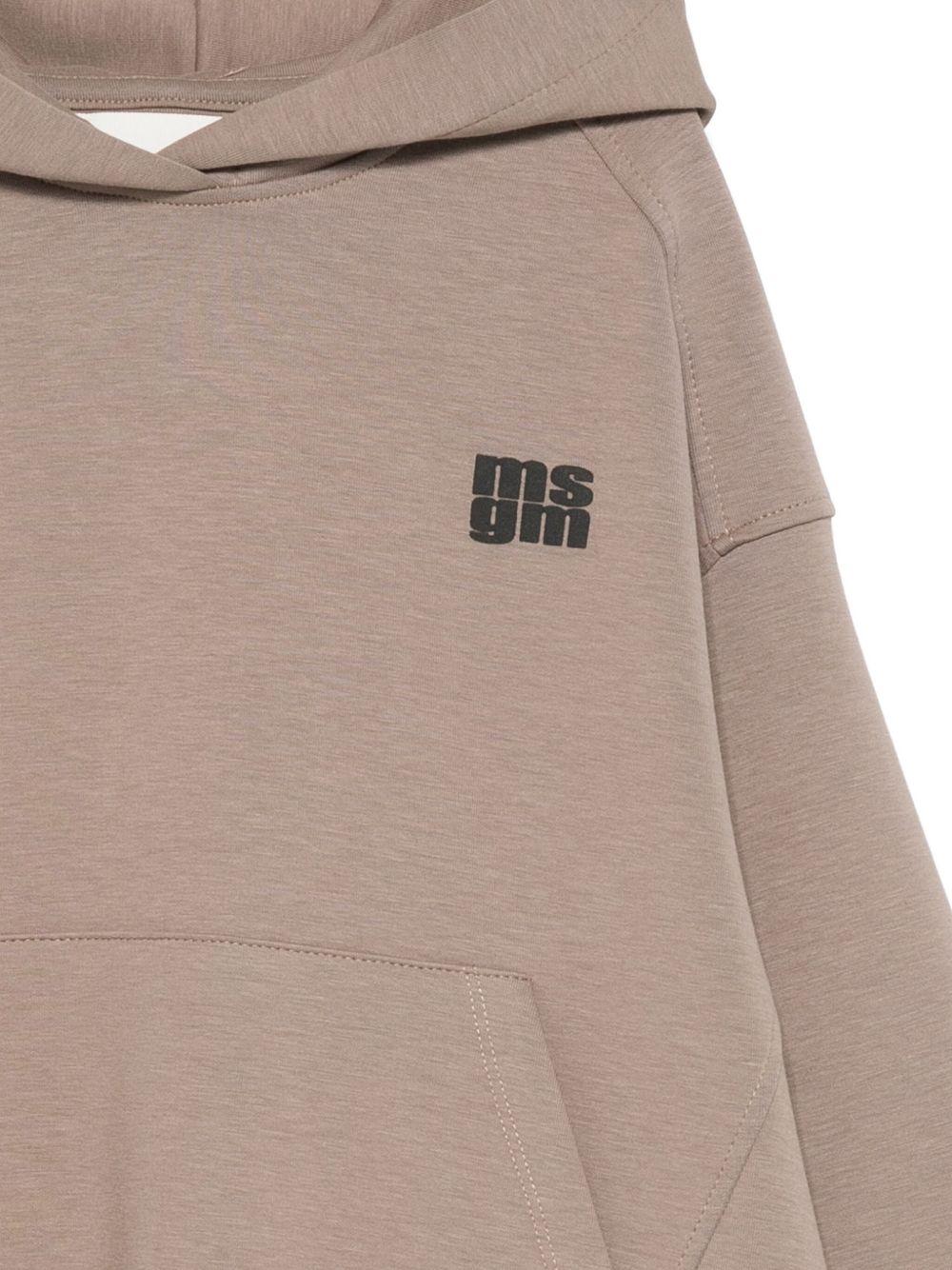 Felpa per bambini MSGM Kids beige con stampa del logo - Rubino Kids