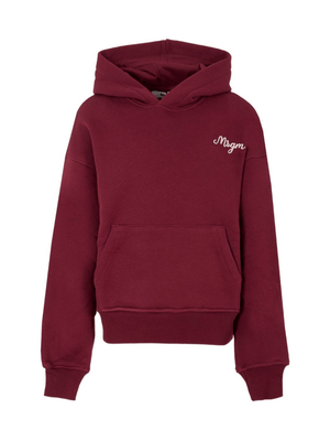 MSGM Kids burgundy hooded sweatshirt with embroidered logo