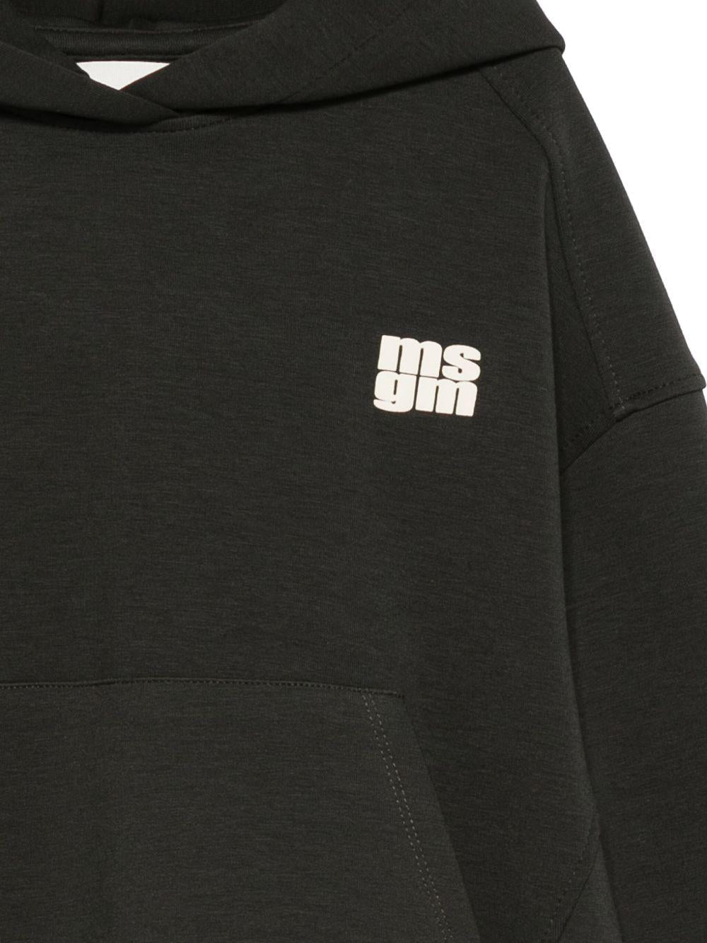 Felpa per bambini MSGM Kids nera con stampa del logo - Rubino Kids