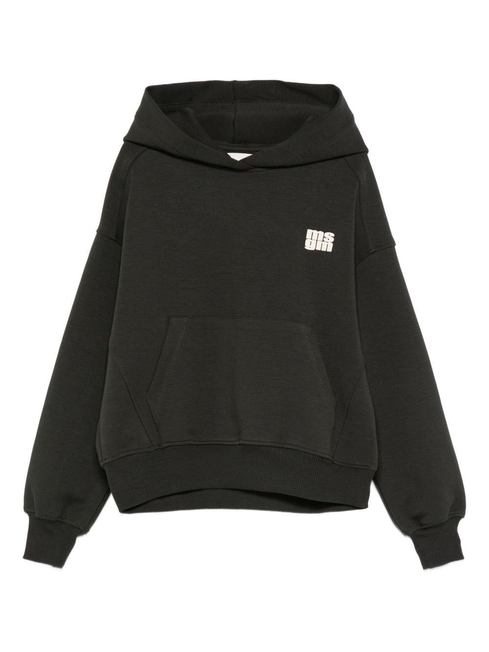 Felpa per bambini MSGM Kids nera con stampa del logo - Rubino Kids