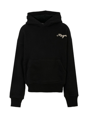MSGM Kids black hooded sweatshirt with embroidered logo