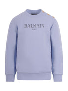 Felpa per bambino Balmain Kids azzurra con logo sul davanti - Rubino Kids