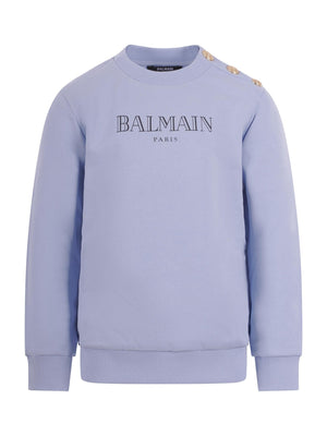 Felpa per bambino Balmain Kids azzurra con logo sul davanti