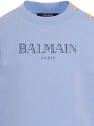 Felpa per bambino Balmain Kids azzurra con logo sul davanti - Rubino Kids