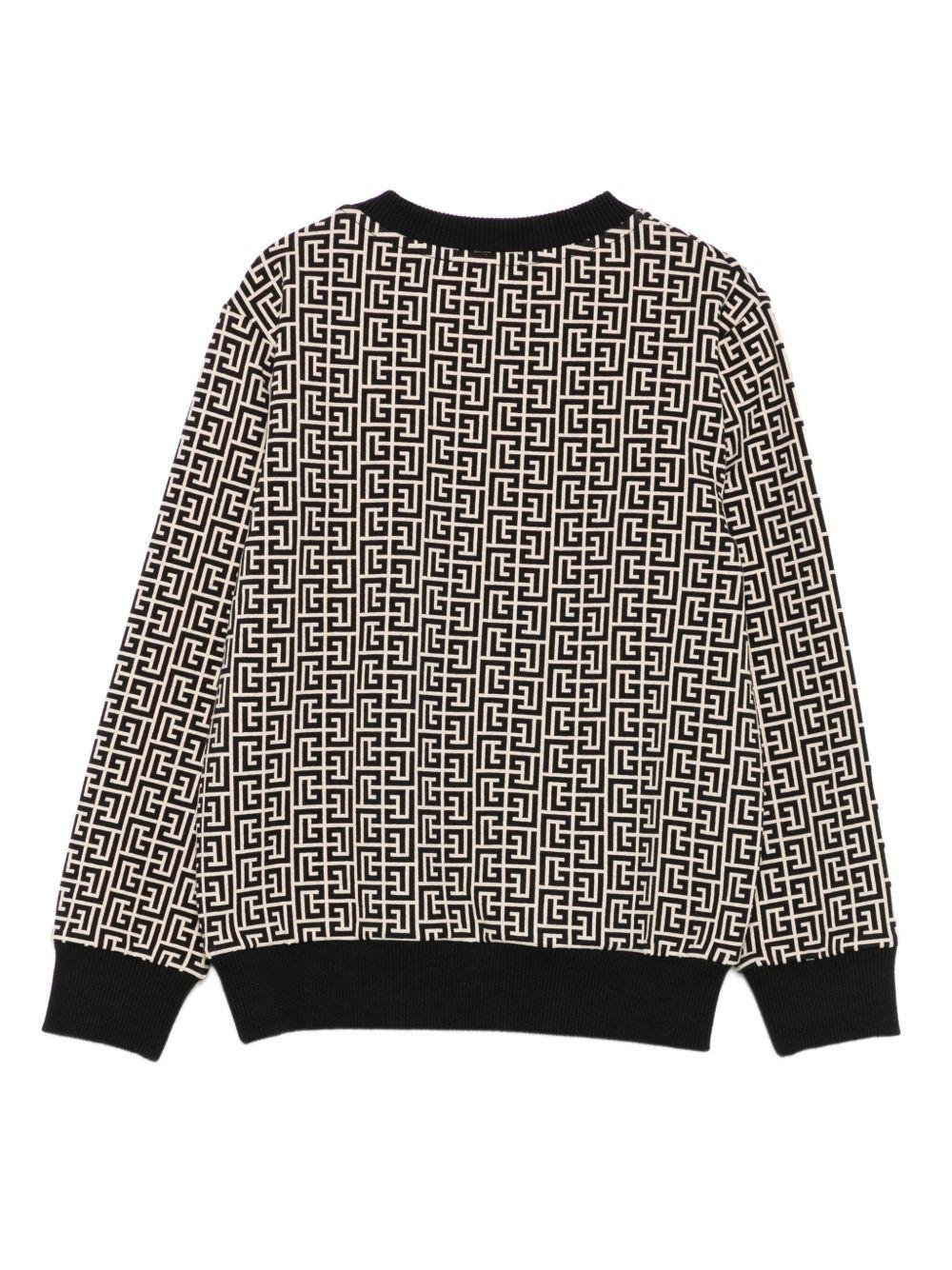 Felpa per bambino Balmain Kids nero con bottoni e motivo monogramma - Rubino Kids