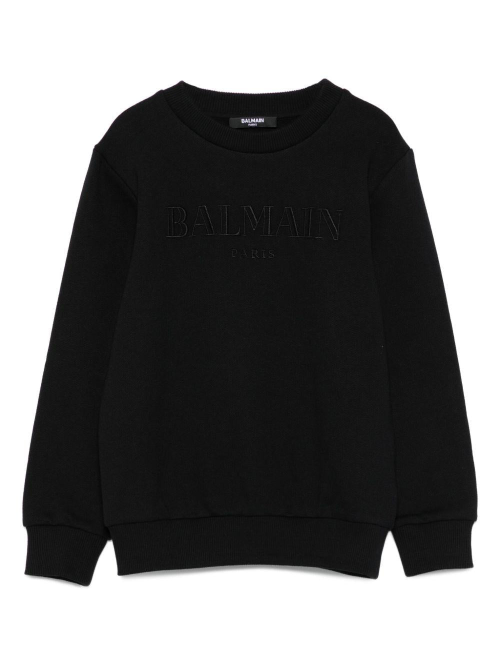 Felpa per bambino Balmain Kids nero con logo ricamato - Rubino Kids