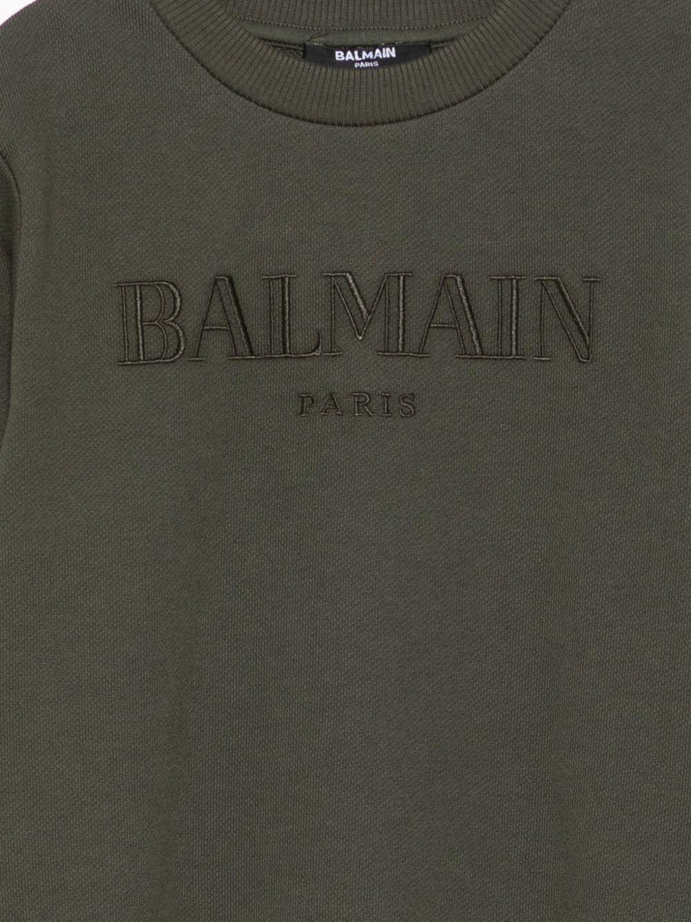 Felpa per bambino Balmain Kids verde con logo ricamato - Rubino Kids