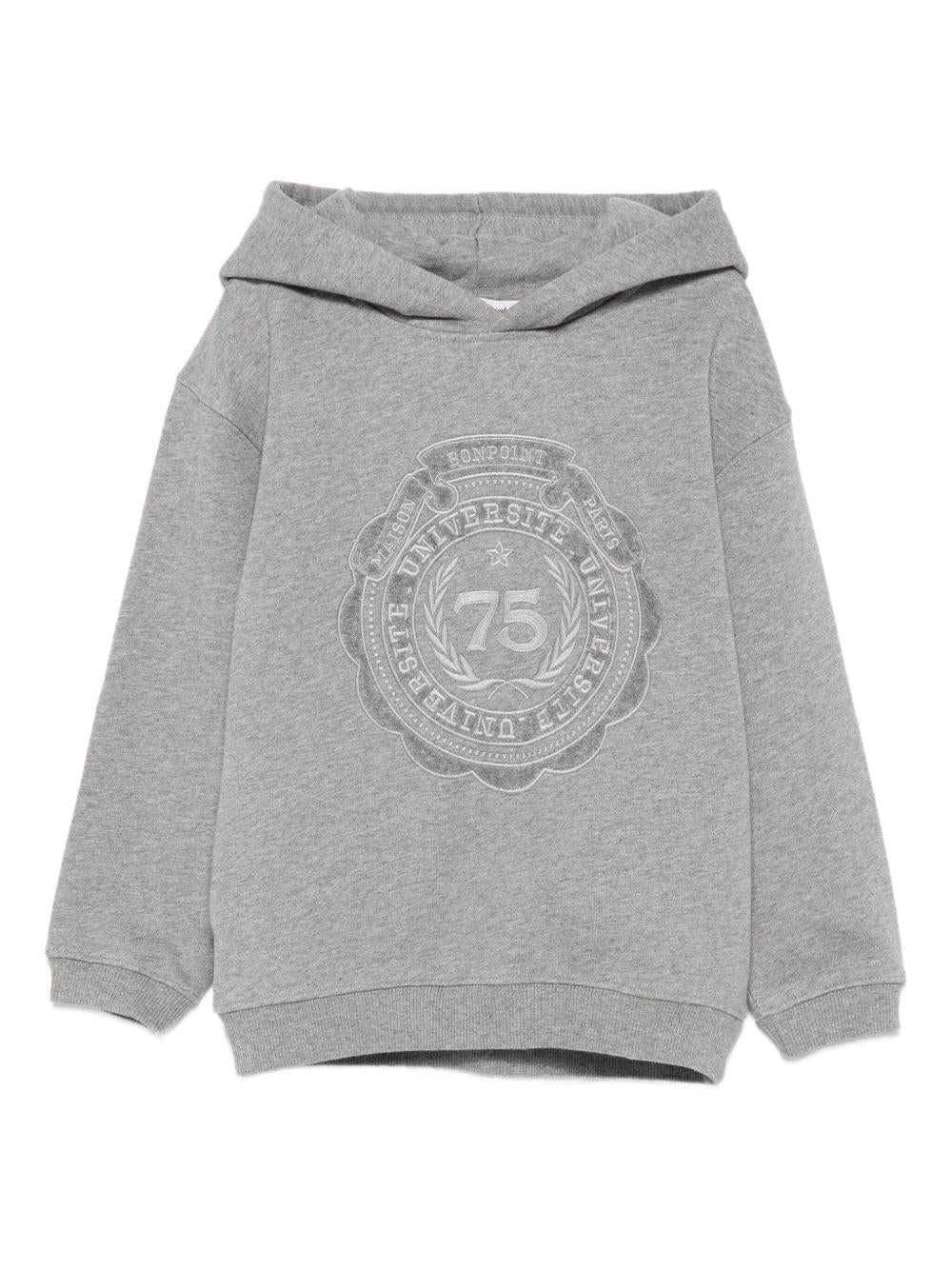 Felpa per bambino Bonpoint grigio con dettaglio con stemma - Rubino Kids
