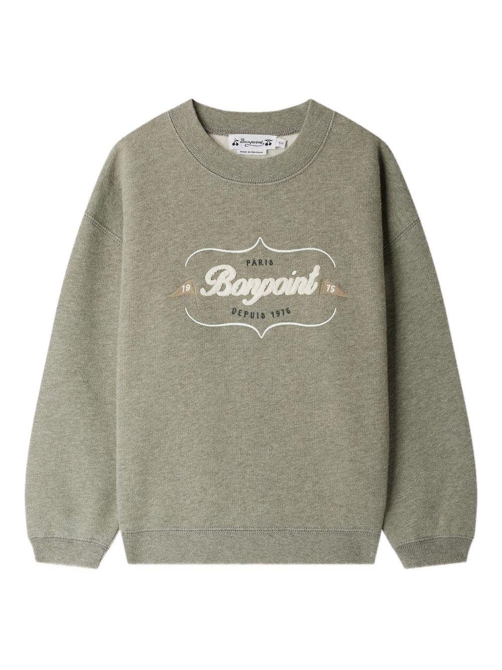 Felpa per bambino Bonpoint grigio con logo ricamato - Rubino Kids