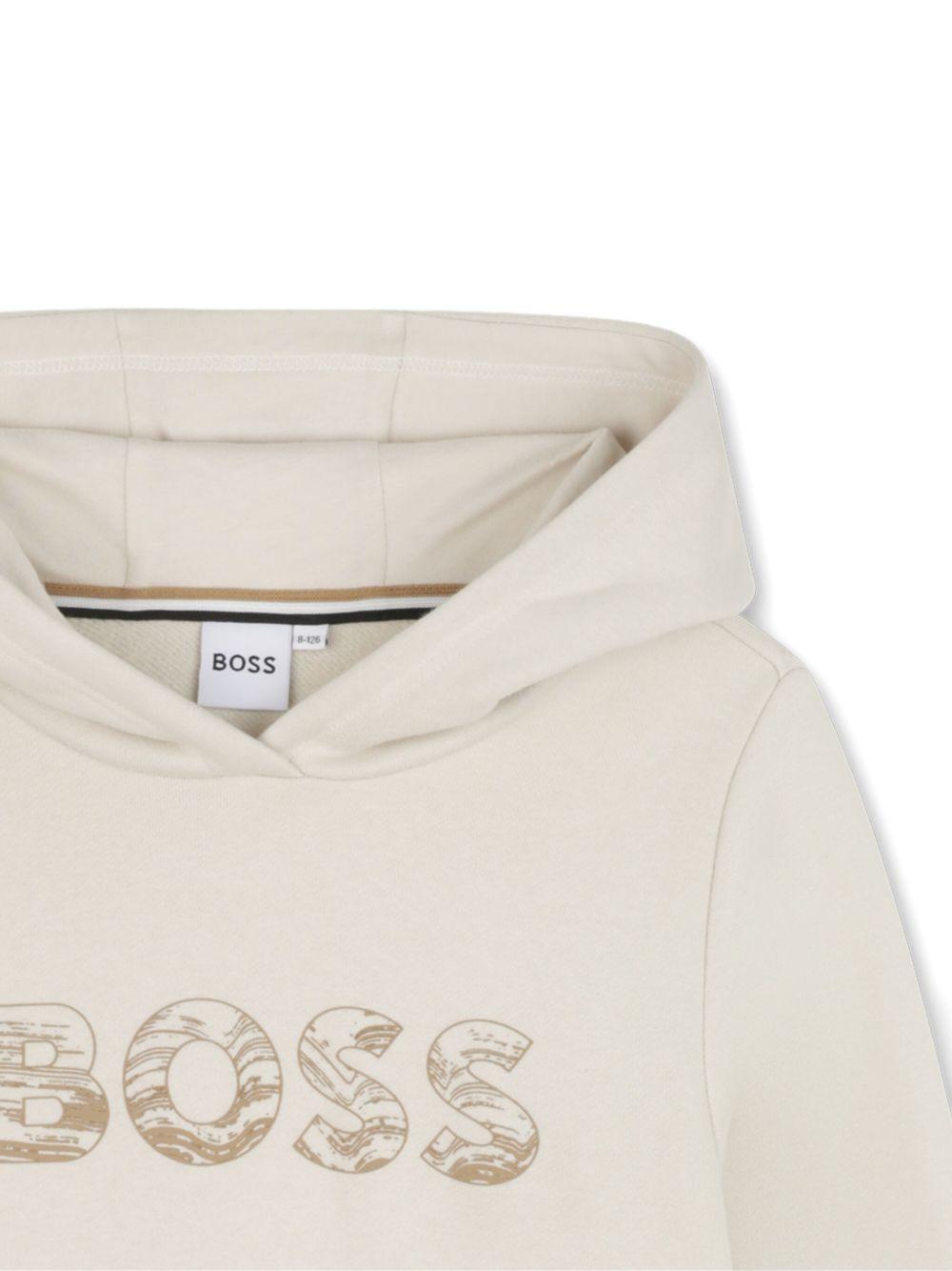 Felpa per bambino BOSS Kids beige con cappuccio - Rubino Kids