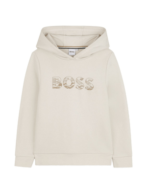 BOSS Kids beige hooded sweatshirt for boys