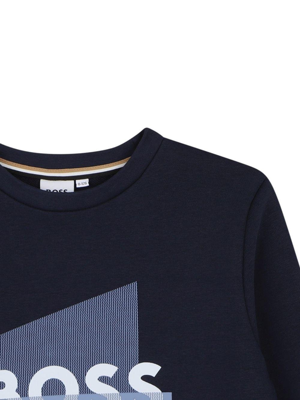 Felpa per bambino Boss Kids blu con stampa grafica - Rubino Kids