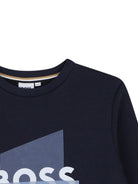 Felpa per bambino Boss Kids blu con stampa grafica - Rubino Kids