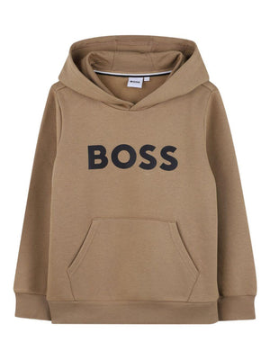 Felpa per bambino Boss Kids marrone con dettaglio logo
