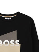 Felpa per bambino Boss Kids nera con stampa grafica - Rubino Kids