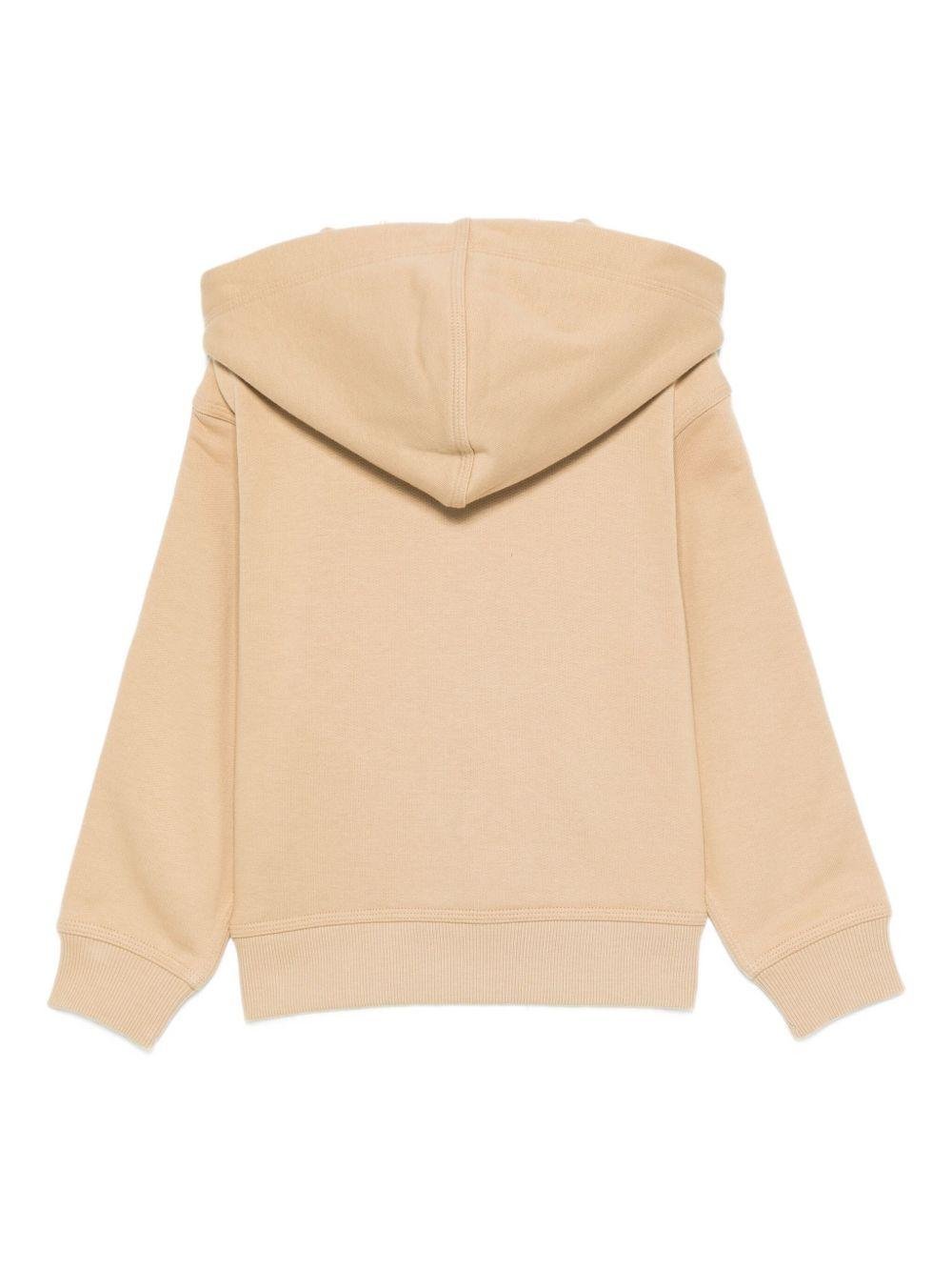 Felpa per bambino Burberry Kids beige con scollo con cappuccio - Rubino Kids