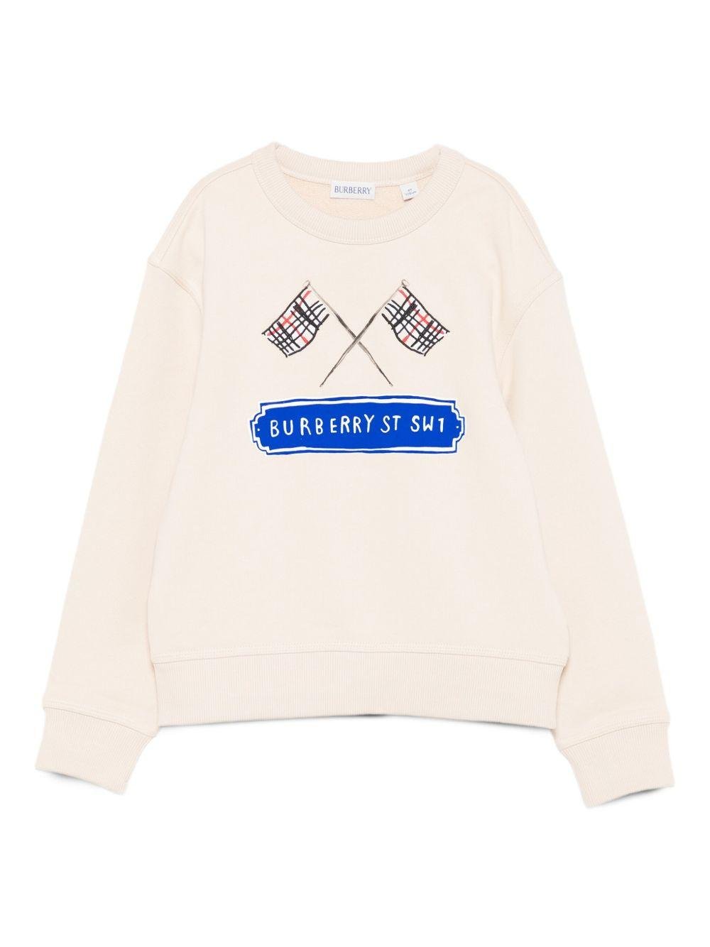 Felpa per bambino Burberry Kids bianca con stampa - Rubino Kids