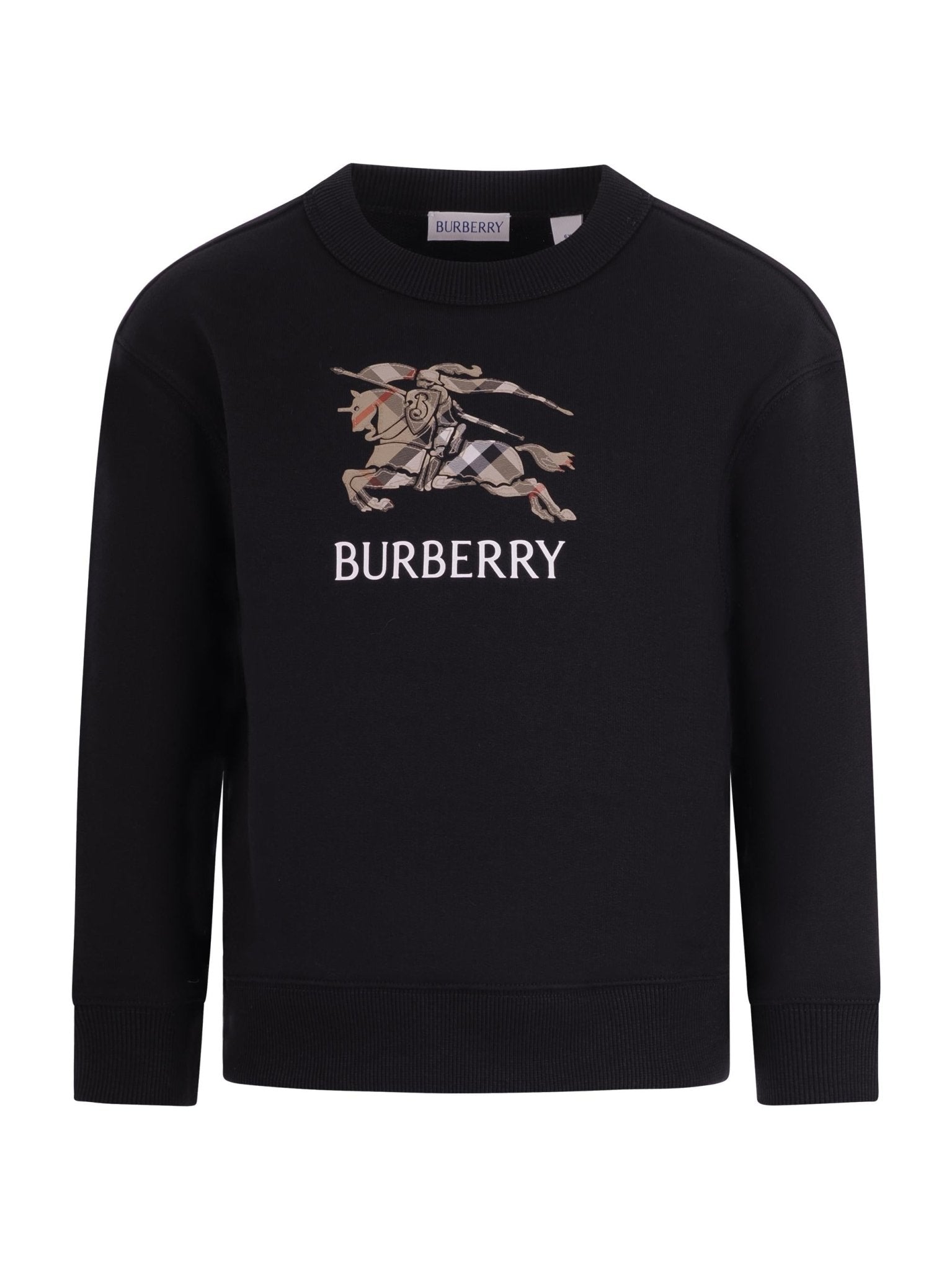 Felpa per bambino Burberry Kids nera con logo equestrian kinght sul davanti - Rubino Kids