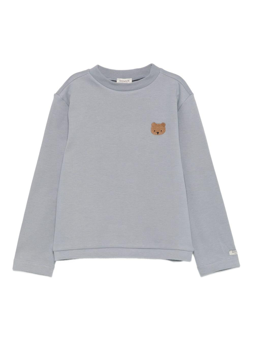 Felpa per bambino Donsje grigia con orso ricamato - Rubino Kids