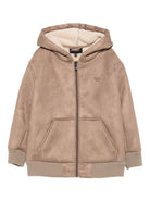 Felpa per bambino Emporio Armani Kids beige con due tasche anteriori a marsupio - Rubino Kids