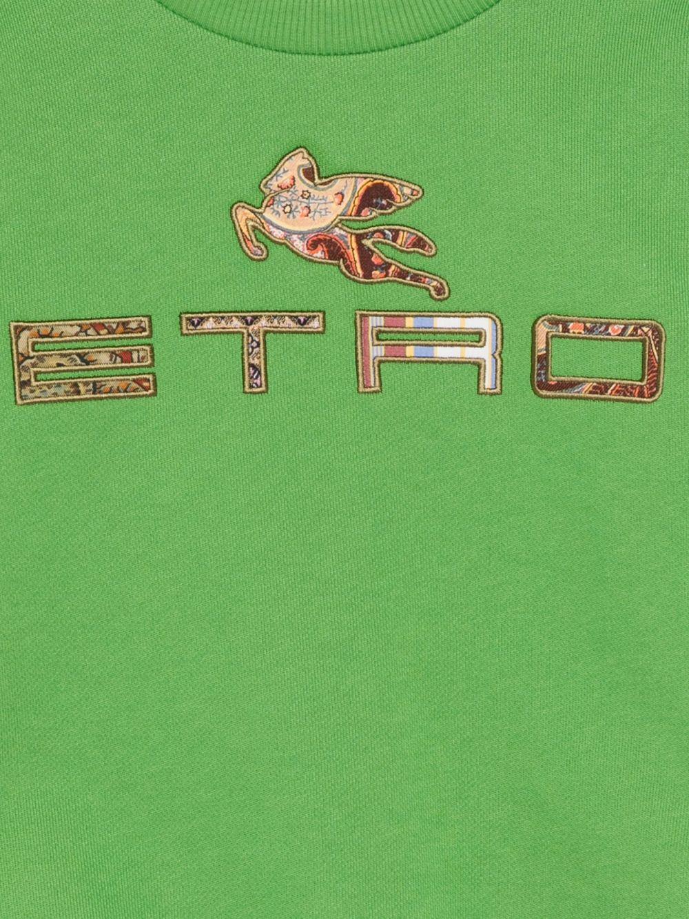 Felpa per bambino Etro Kids verde con applicazione Pegaso sul davanti - Rubino Kids