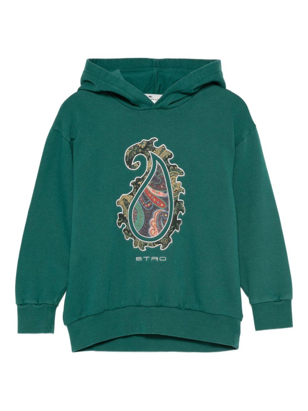 Felpa per bambino Etro Kids verde con cappuccio con motivo paisley - Rubino Kids