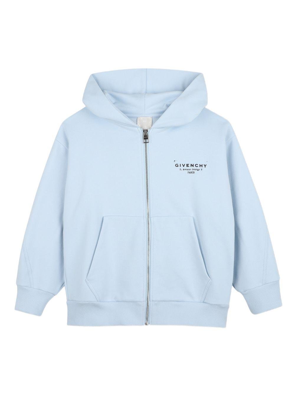Felpa per bambino Givenchy Kids azzurra con cappuccio e zip - Rubino Kids