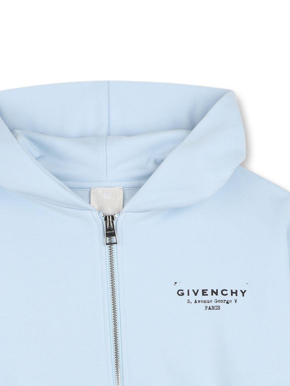 Felpa per bambino Givenchy Kids azzurra con cappuccio e zip - Rubino Kids