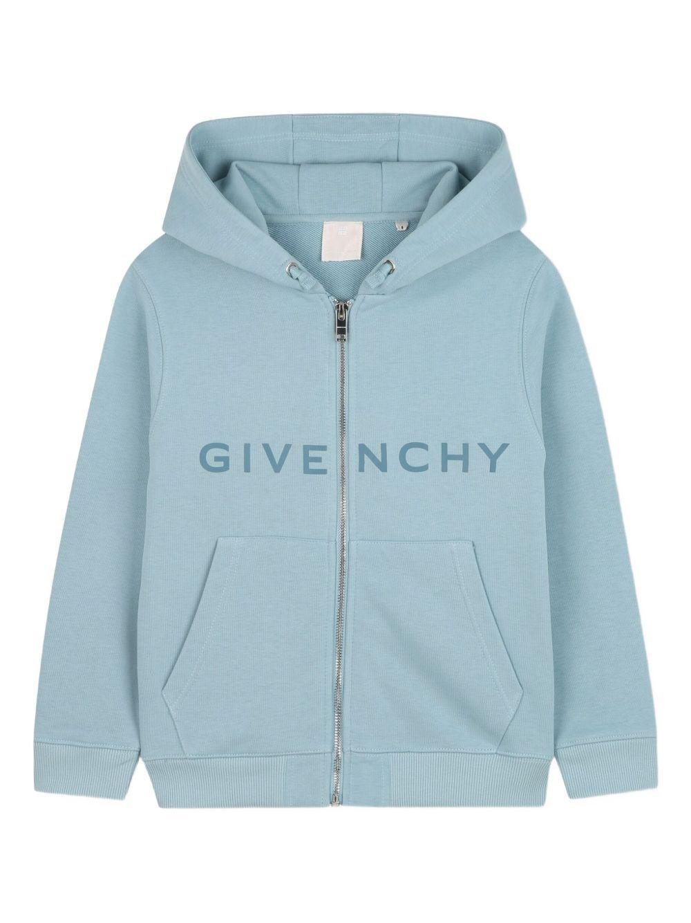 Felpa per bambino Givenchy Kids azzurro con chiusura frontale con zip - Rubino Kids