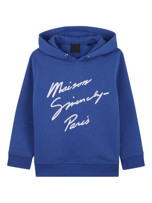 Felpa per bambino Givenchy Kids blu con stampa slogan