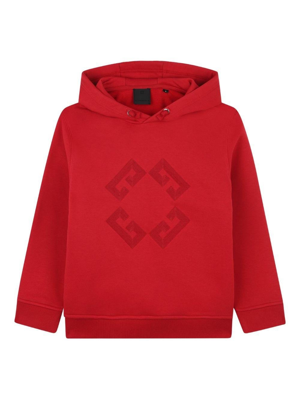 Felpa per bambino Givenchy Kids rossa con logo ricamato sul retro - Rubino Kids